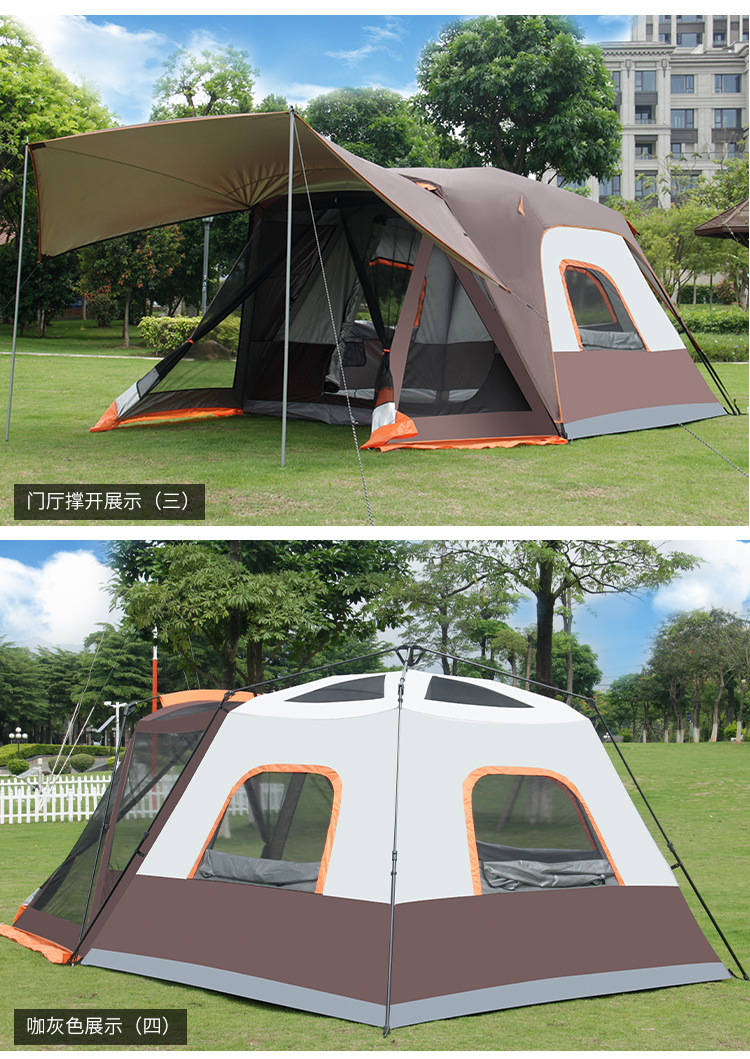 Cheap Goat Tents Quick opening Tent Outdoor 3 5People Fully Automatic Thickening Rain proof Family Camping Large Space Tourist Glaming Equipment   